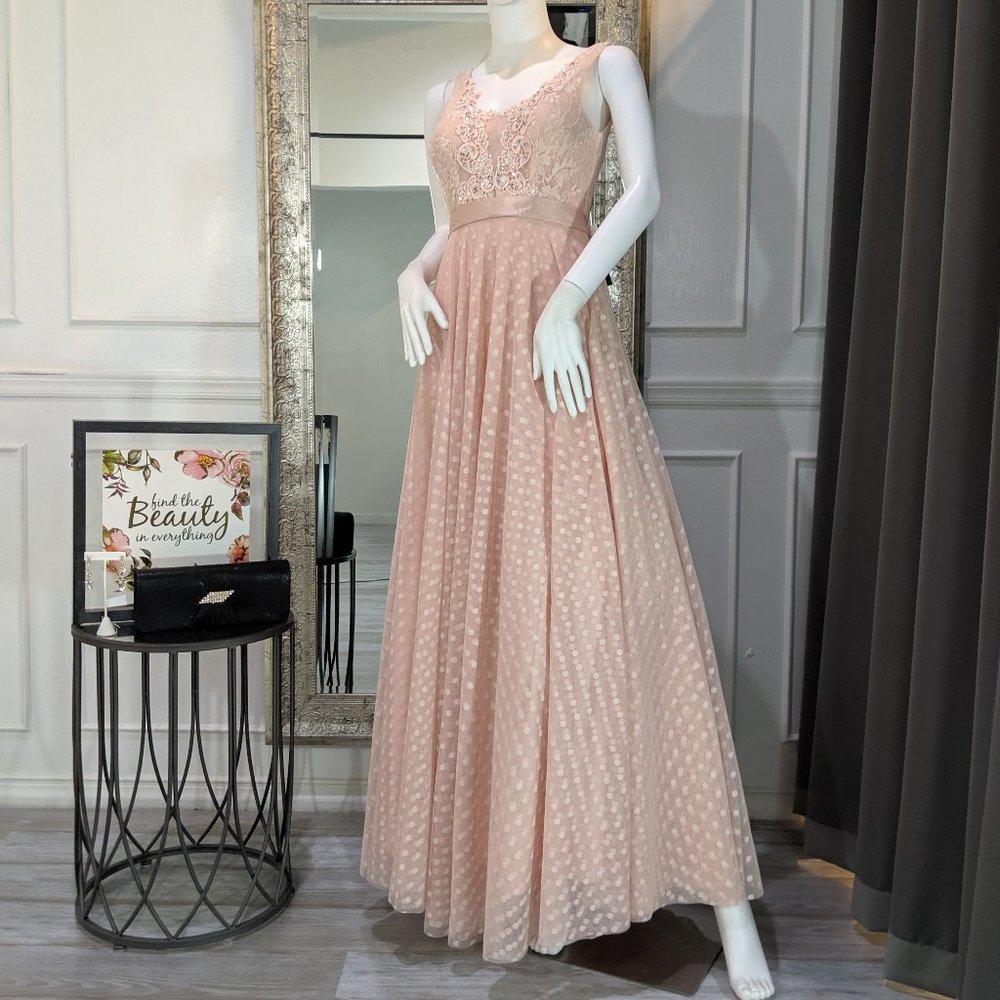 Blush Pink Formal Evening Prom Dress Gown